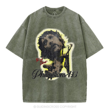 I Can Do All Things Though Christ Christian Washed T-Shirt