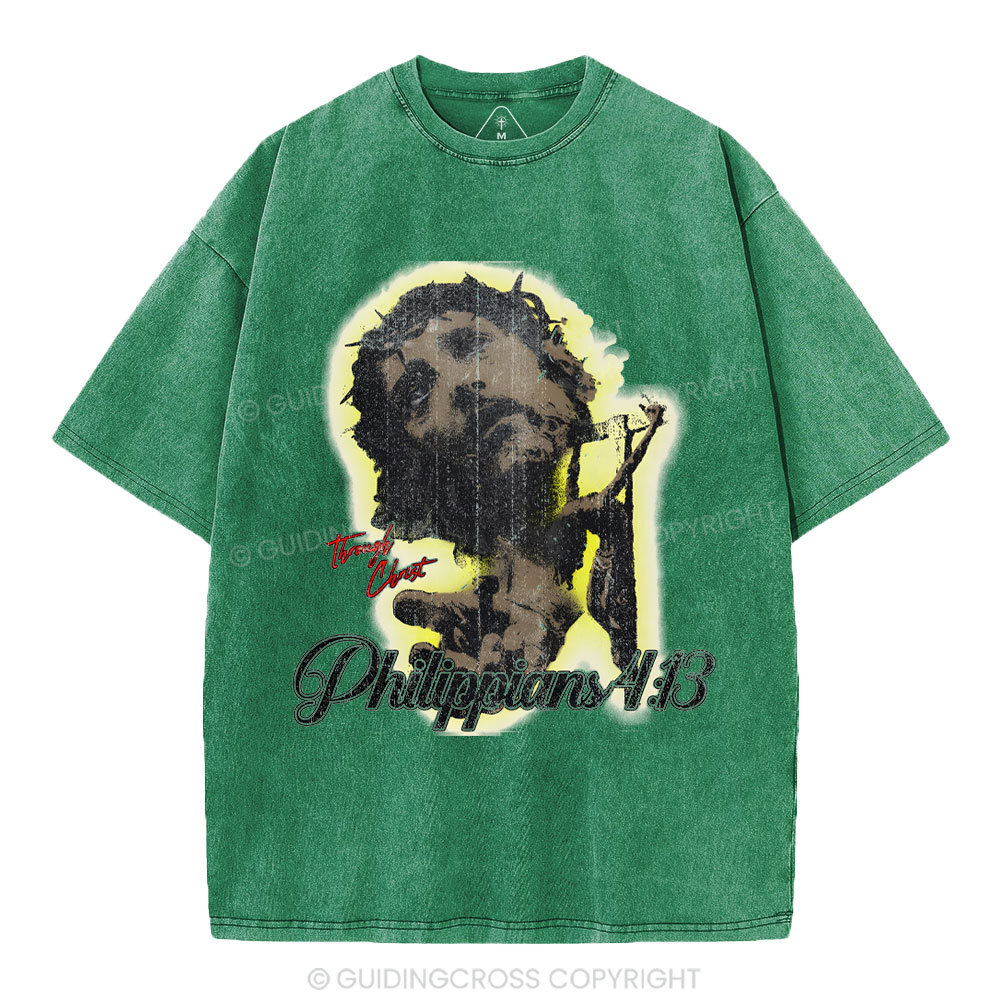 I Can Do All Things Though Christ Christian Washed T-Shirt