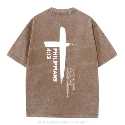 I Can Do All Things Though Christ Christian Washed T-Shirt