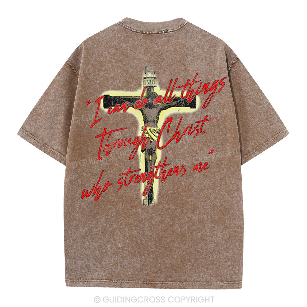 I Can Do All Things Though Christ Christian Washed T-Shirt