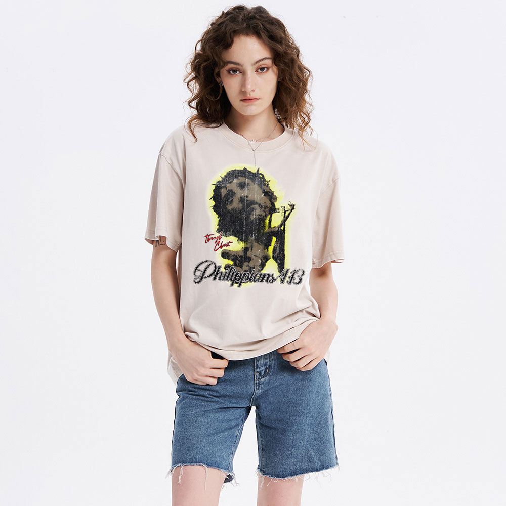 I Can Do All Things Though Christ Christian Washed T-Shirt