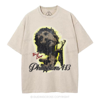 I Can Do All Things Though Christ Christian Washed T-Shirt