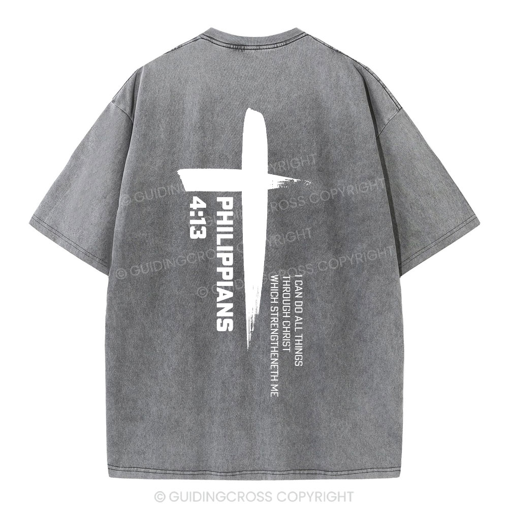 I Can Do All Things Though Christ Christian Washed T-Shirt