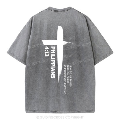 I Can Do All Things Though Christ Christian Washed T-Shirt