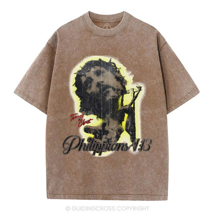 I Can Do All Things Though Christ Christian Washed T-Shirt