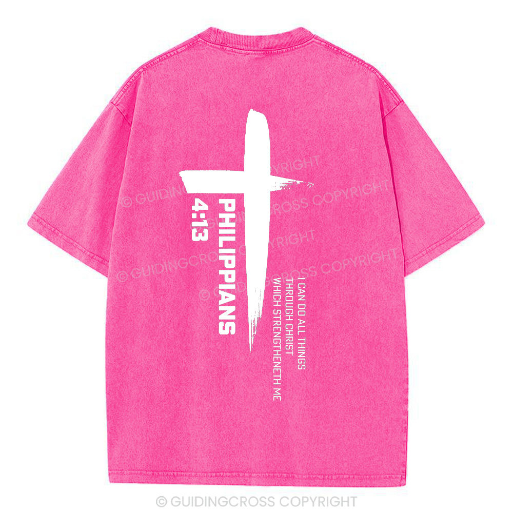 I Can Do All Things Though Christ Christian Washed T-Shirt