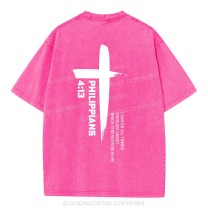 I Can Do All Things Though Christ Christian Washed T-Shirt