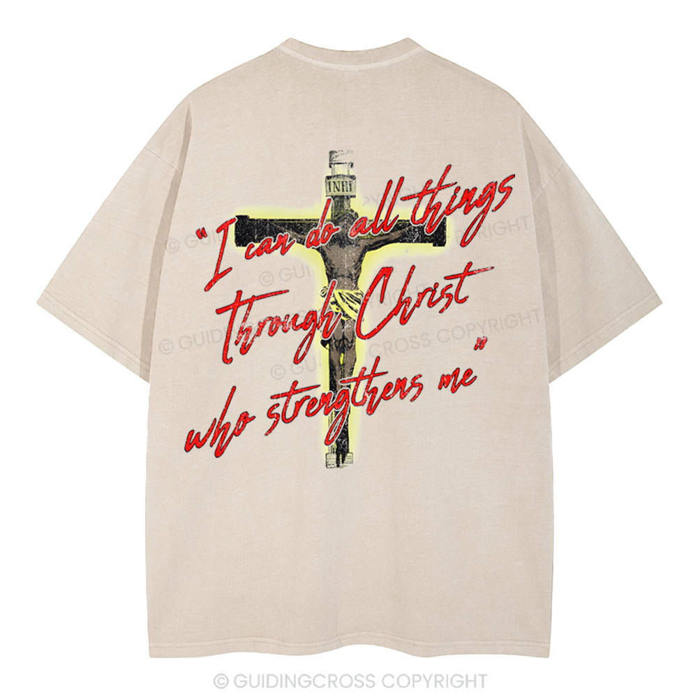 I Can Do All Things Though Christ Christian Washed T-Shirt
