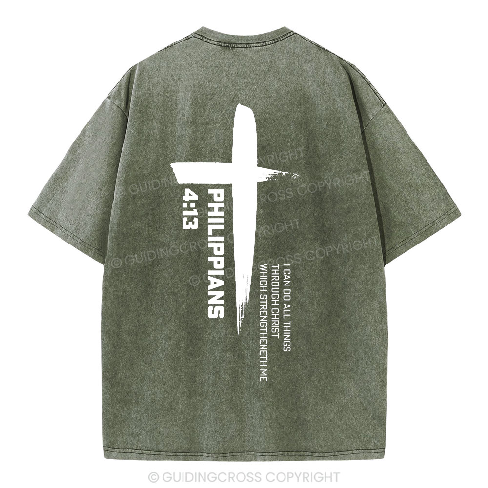 I Can Do All Things Though Christ Christian Washed T-Shirt