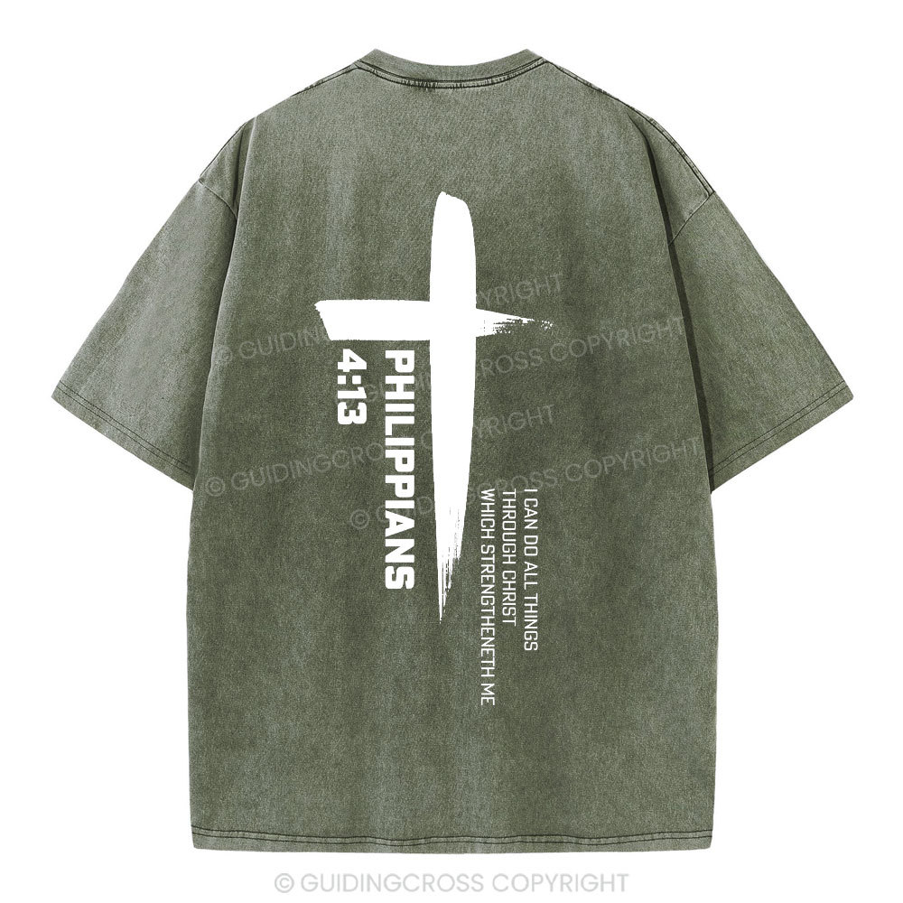 I Can Do All Things Though Christ Christian Washed T-Shirt