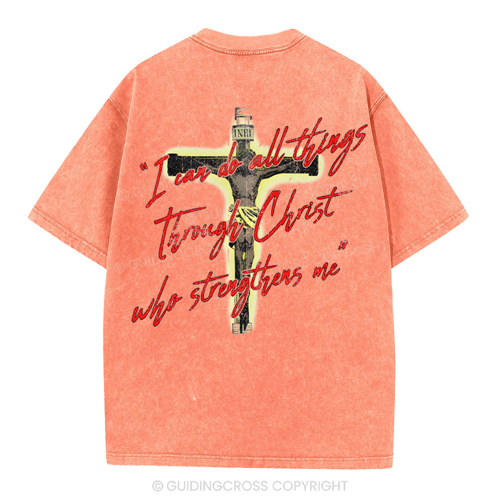 I Can Do All Things Though Christ Christian Washed T-Shirt