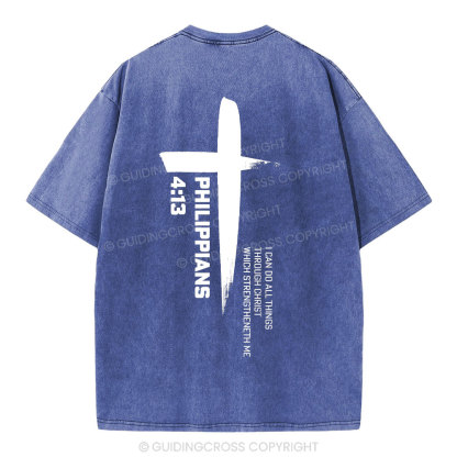I Can Do All Things Though Christ Christian Washed T-Shirt