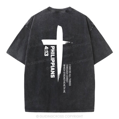 I Can Do All Things Though Christ Christian Washed T-Shirt
