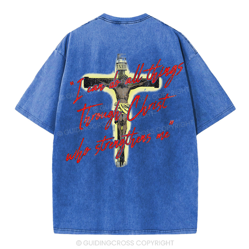 I Can Do All Things Though Christ Christian Washed T-Shirt