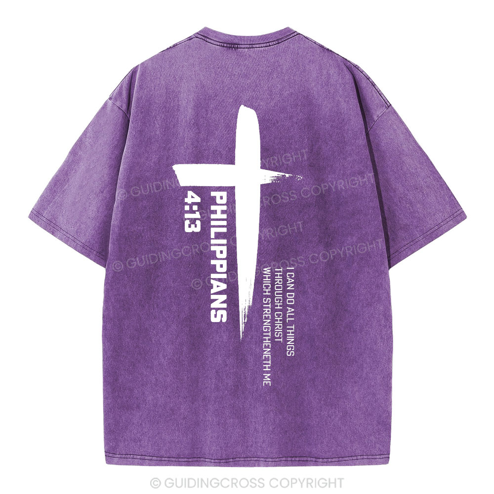 I Can Do All Things Though Christ Christian Washed T-Shirt