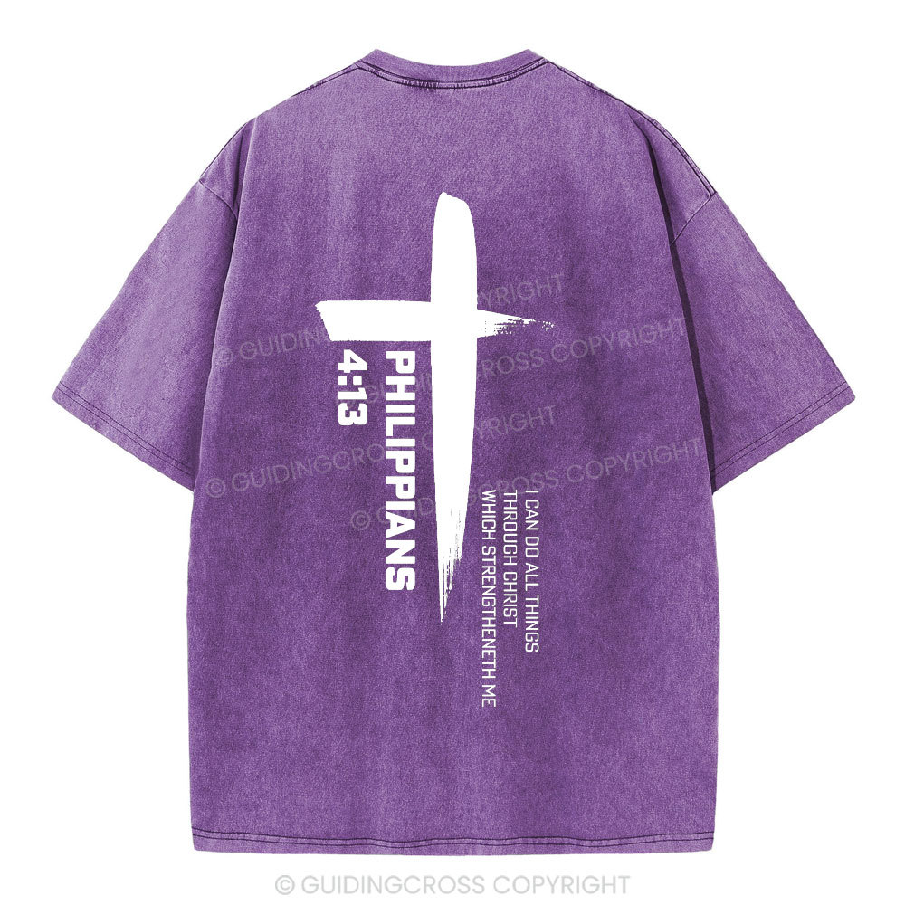 I Can Do All Things Though Christ Christian Washed T-Shirt