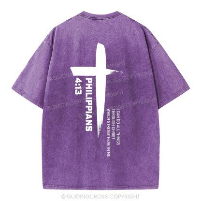 I Can Do All Things Though Christ Christian Washed T-Shirt