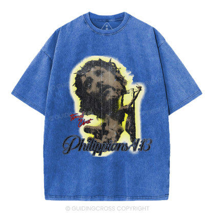 I Can Do All Things Though Christ Christian Washed T-Shirt