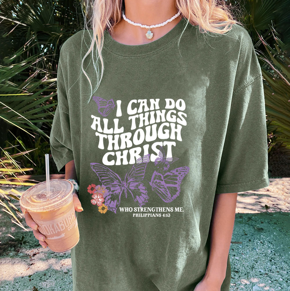 I Can Do All Things Though Christ Christian Washed T-Shirt