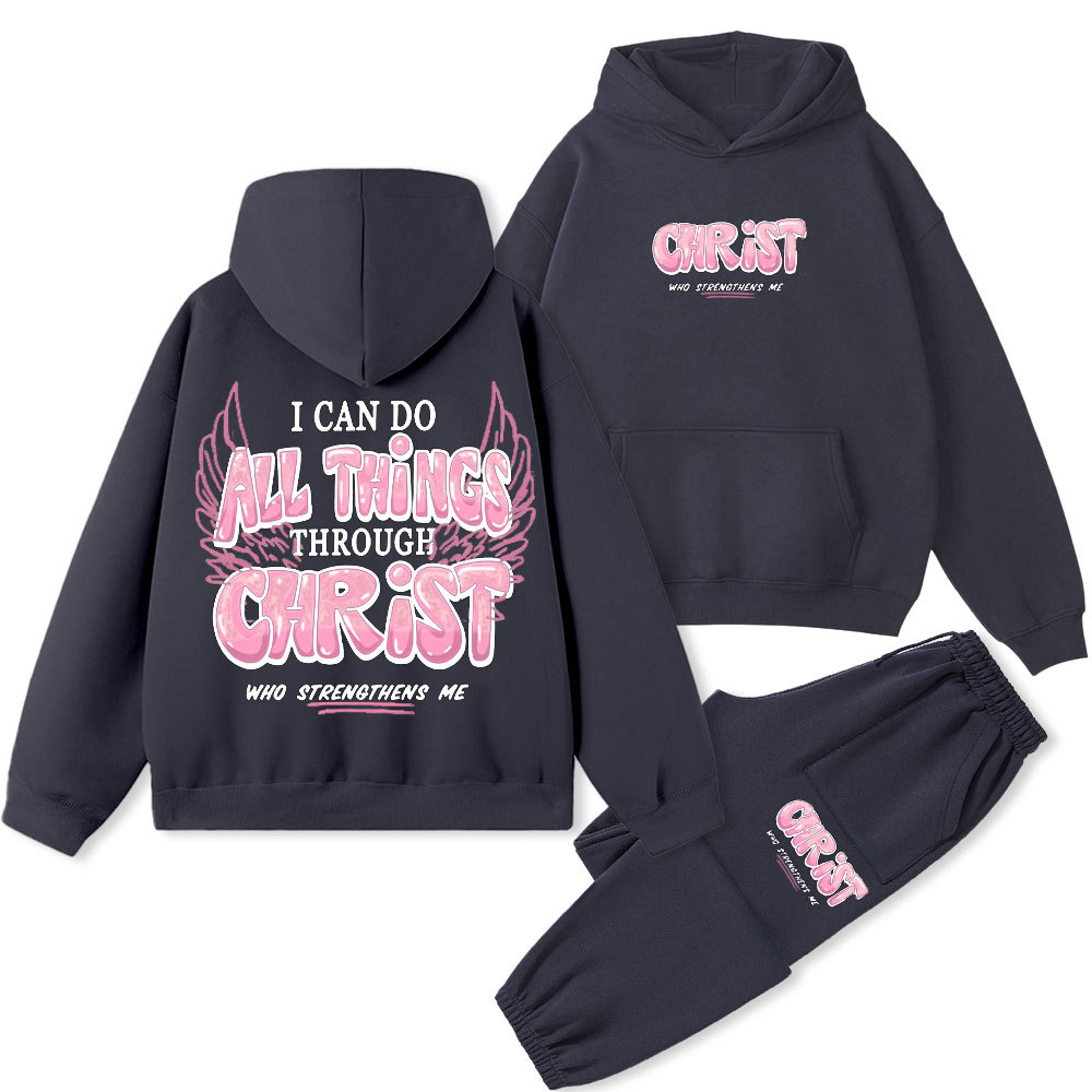 I Can Do All Things Through Christ Christian Fleece Hoodie Set