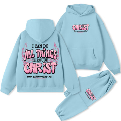I Can Do All Things Through Christ Christian Fleece Hoodie Set