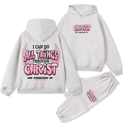 I Can Do All Things Through Christ Christian Fleece Hoodie Set