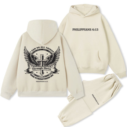 I Can Do All Things Through Christ Christian Premium Fleece Hoodie Set
