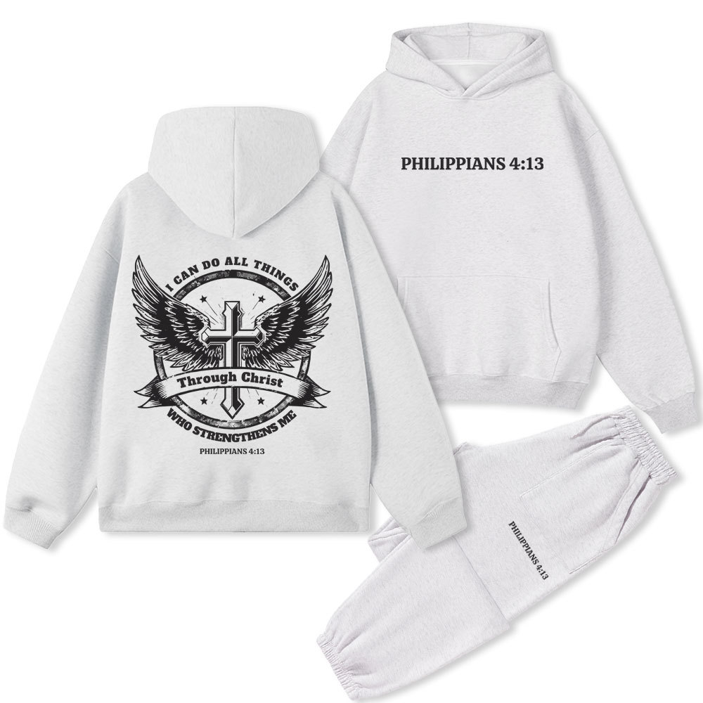 I Can Do All Things Through Christ Christian Premium Fleece Hoodie Set