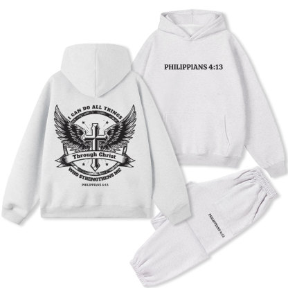 I Can Do All Things Through Christ Christian Premium Fleece Hoodie Set