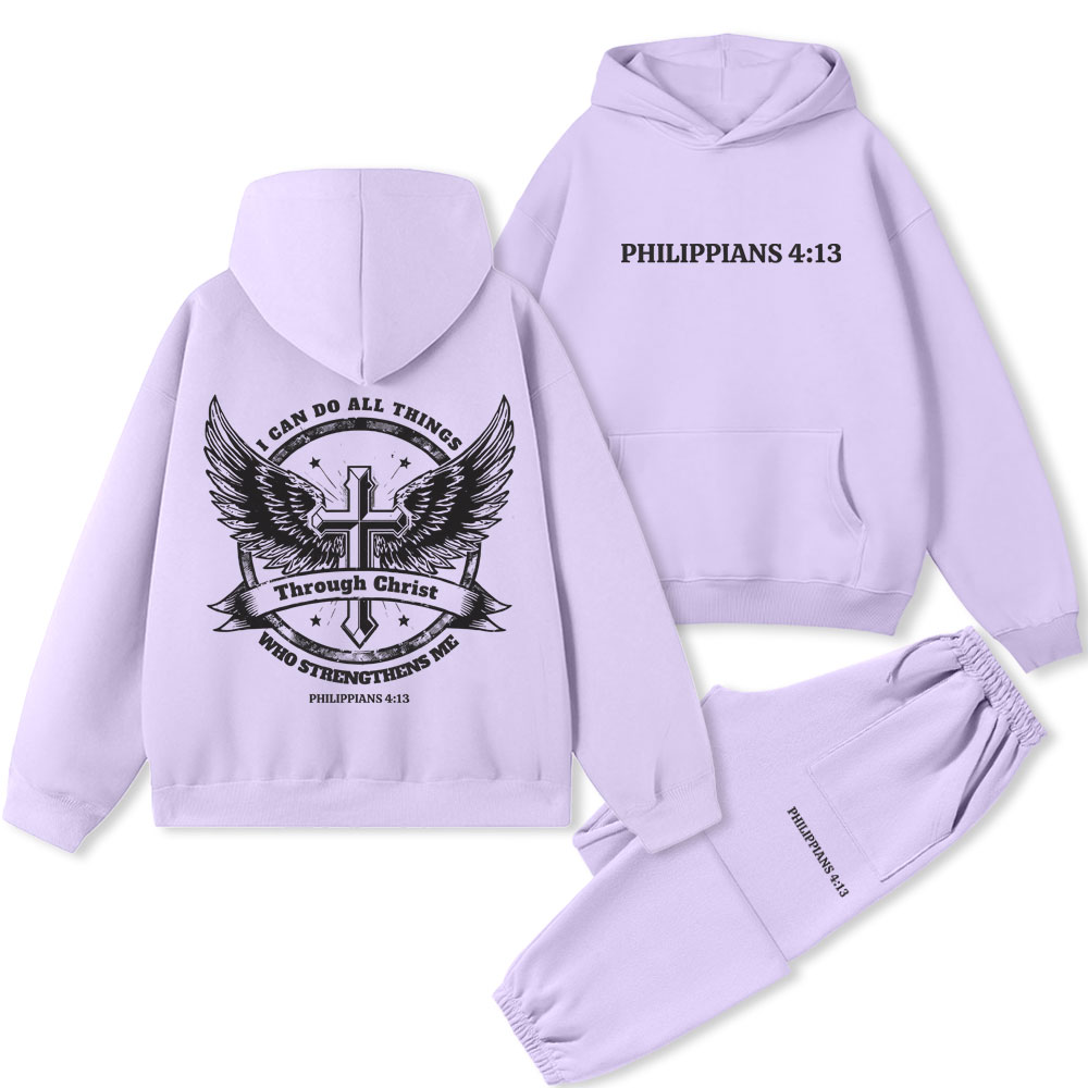 I Can Do All Things Through Christ Christian Premium Fleece Hoodie Set