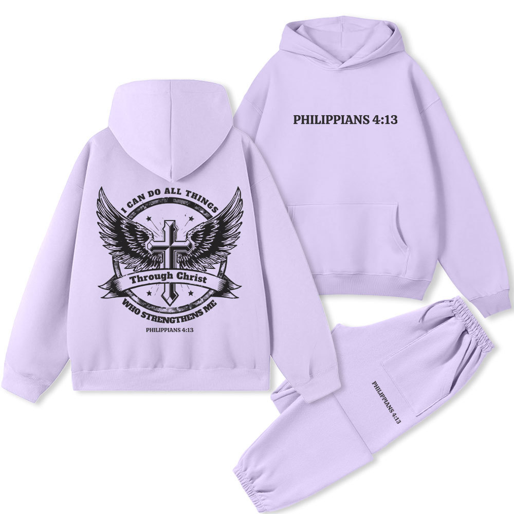 I Can Do All Things Through Christ Christian Premium Fleece Hoodie Set