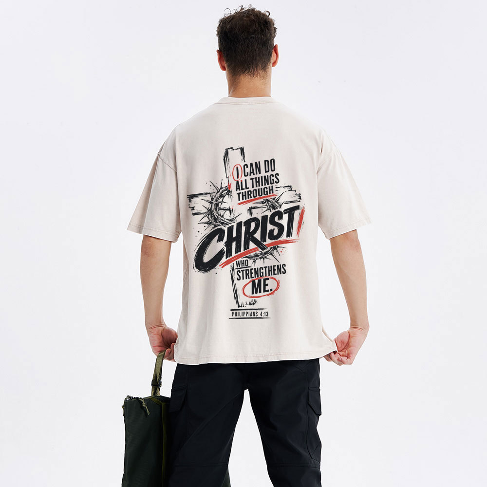 I Can Do All Things Through Christ Christian Washed T-Shirt