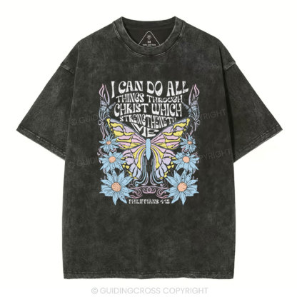 I Can Do All Things Through Christ Christian Washed T-Shirt
