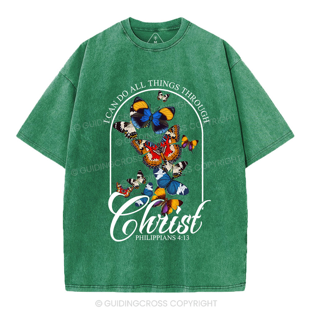 I Can Do All Things Through Christ Christian Washed T-Shirt