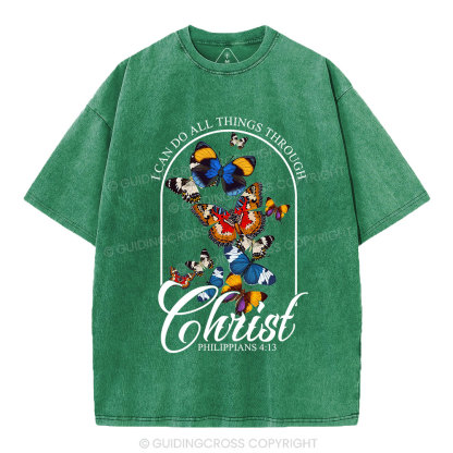 I Can Do All Things Through Christ Christian Washed T-Shirt