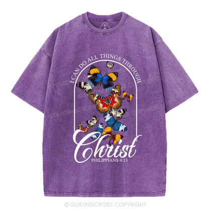 I Can Do All Things Through Christ Christian Washed T-Shirt