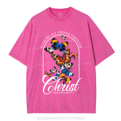 I Can Do All Things Through Christ Christian Washed T-Shirt