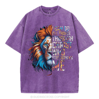 I Can Do All Things Through Christ Christian Washed T-Shirt