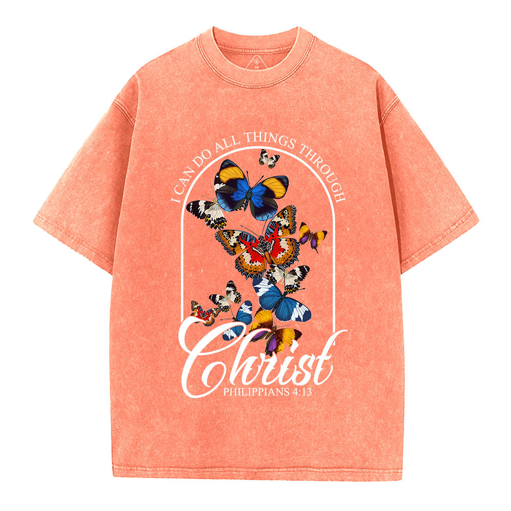 I Can Do All Things Through Christ Christian Washed T-Shirt