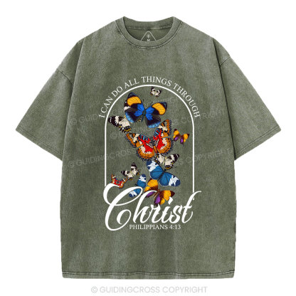 I Can Do All Things Through Christ Christian Washed T-Shirt