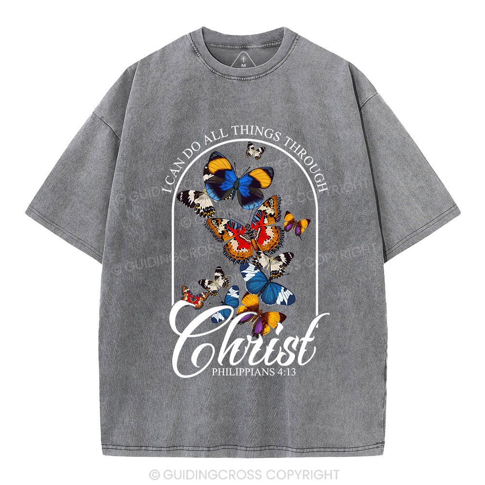 I Can Do All Things Through Christ Christian Washed T-Shirt