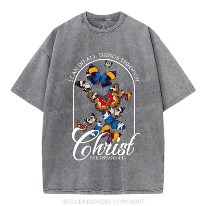 I Can Do All Things Through Christ Christian Washed T-Shirt