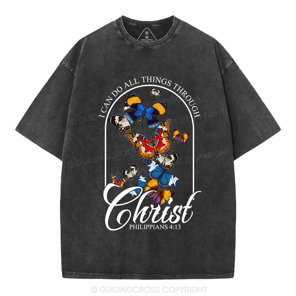 I Can Do All Things Through Christ Christian Washed T-Shirt