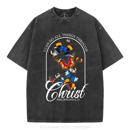 I Can Do All Things Through Christ Christian Washed T-Shirt