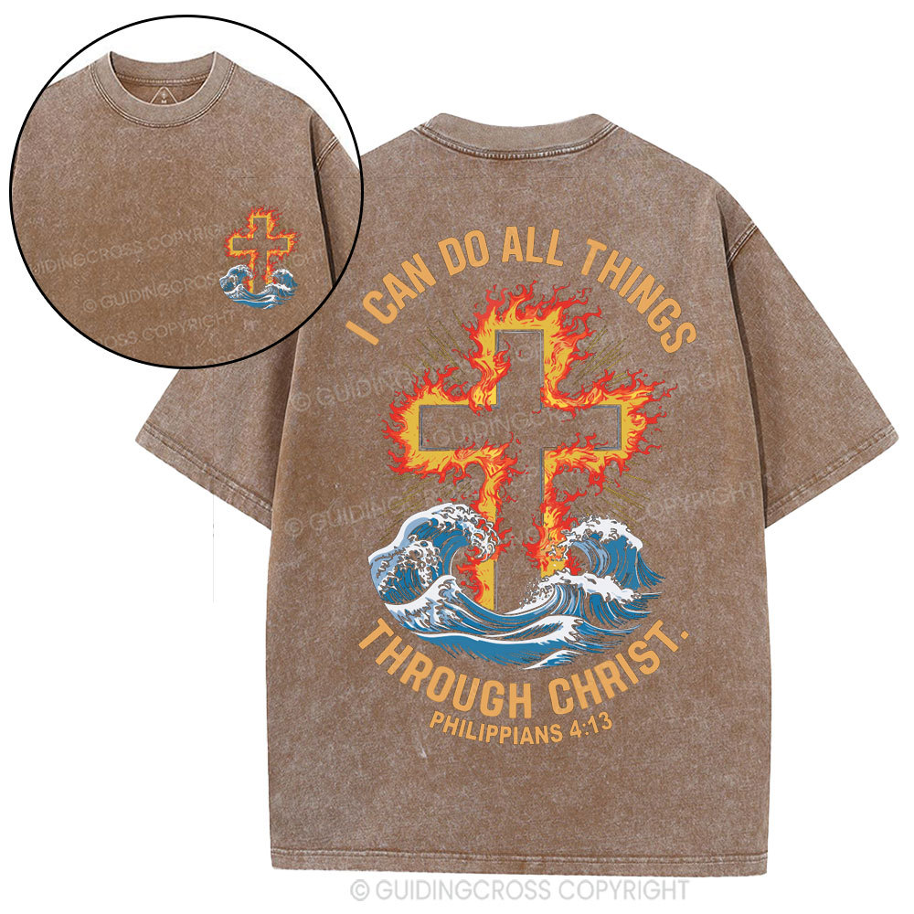 I Can Do All Things Through Christ Christian Washed T-Shirt