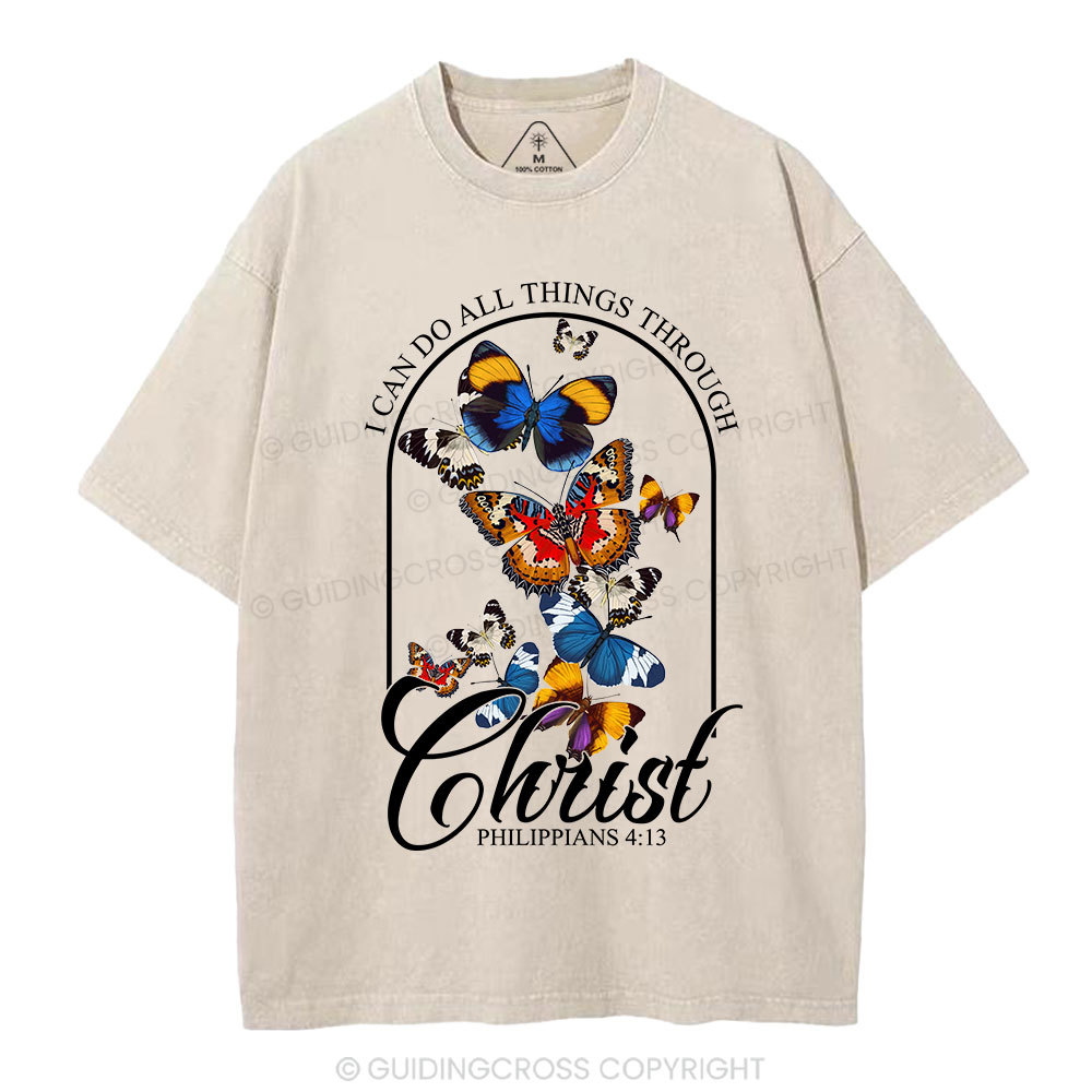 I Can Do All Things Through Christ Christian Washed T-Shirt