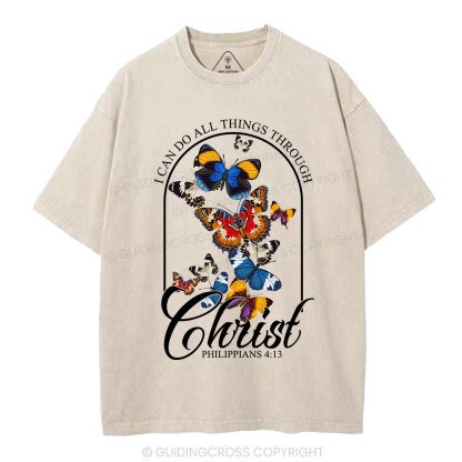 I Can Do All Things Through Christ Christian Washed T-Shirt