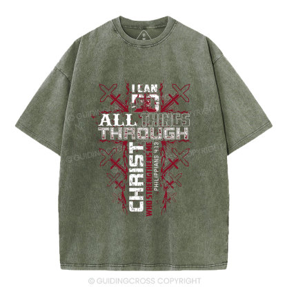 I Can Do All Things Through Christ Christian Washed T-Shrit