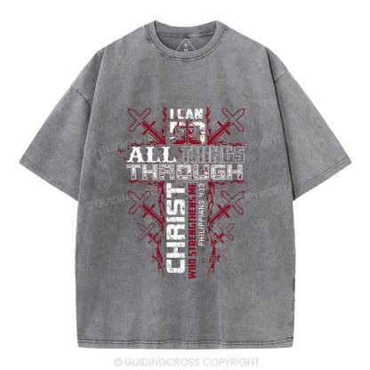 I Can Do All Things Through Christ Christian Washed T-Shrit