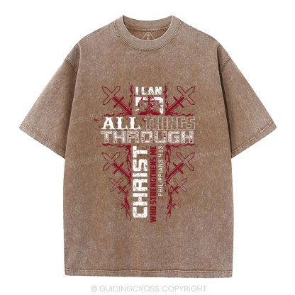 I Can Do All Things Through Christ Christian Washed T-Shrit